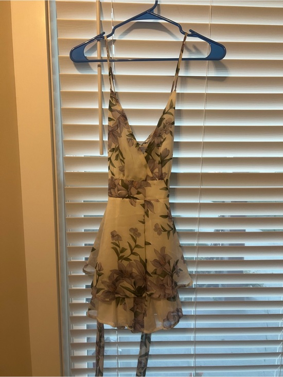Aura Pants - Aura Cream Floral Wrap Romper with Lavender Blooms